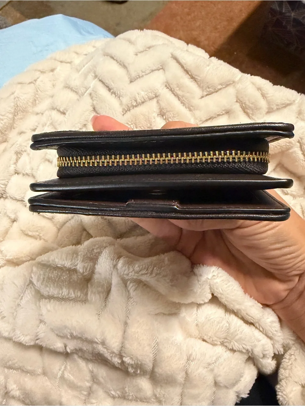 Coach Brown and Black Signature Small Wallet with Gold Hardware
